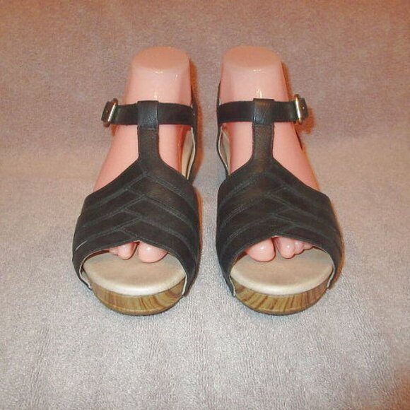 Dansko Mara Sandals Size 38 7.5 8 Leather Comfort Heel Ankle Strap Open Toe - Picture 5 of 14